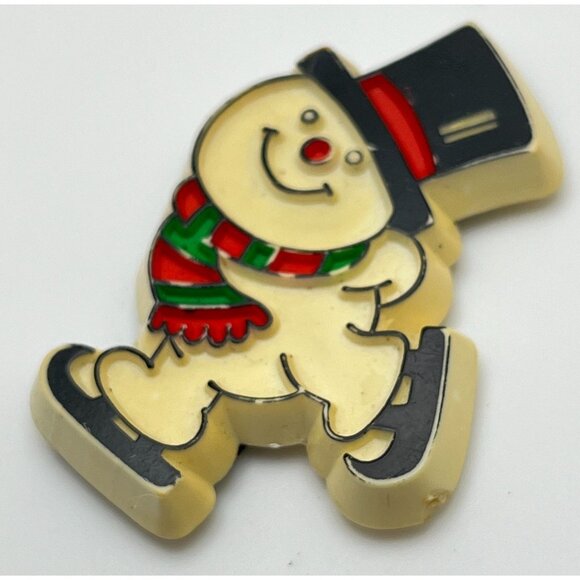 Snowman Ice Skating Refrigerator Magnet Vintage Christmas Decor Frosty - Picture 4 of 6